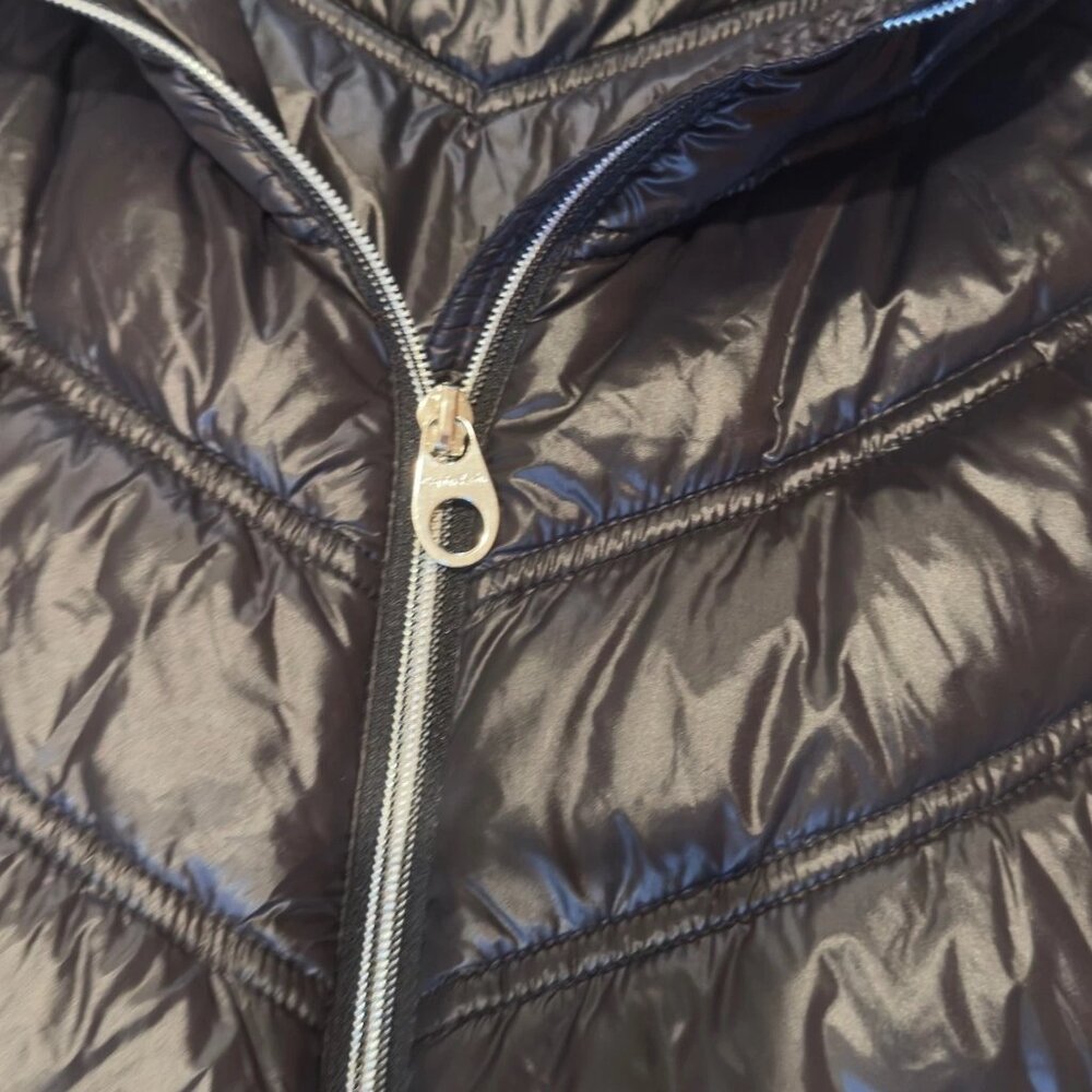 Calvin Klein Long Packable Puffer Jacket XL Black Glossy Down Blend - Picture 5 of 6